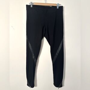 Black Leather Trim Zipper Under.Ligne Leggings by Doo.Ri - Size 10
